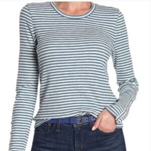 Madewell Button L/S Ocean Baguette Stripe Top